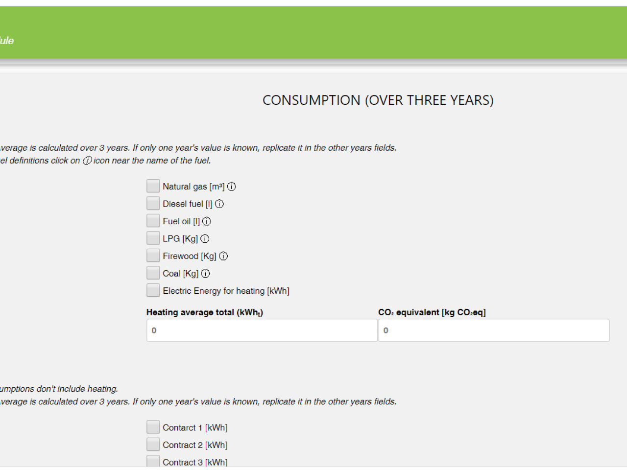 Screenshot of the "Energy profile module"