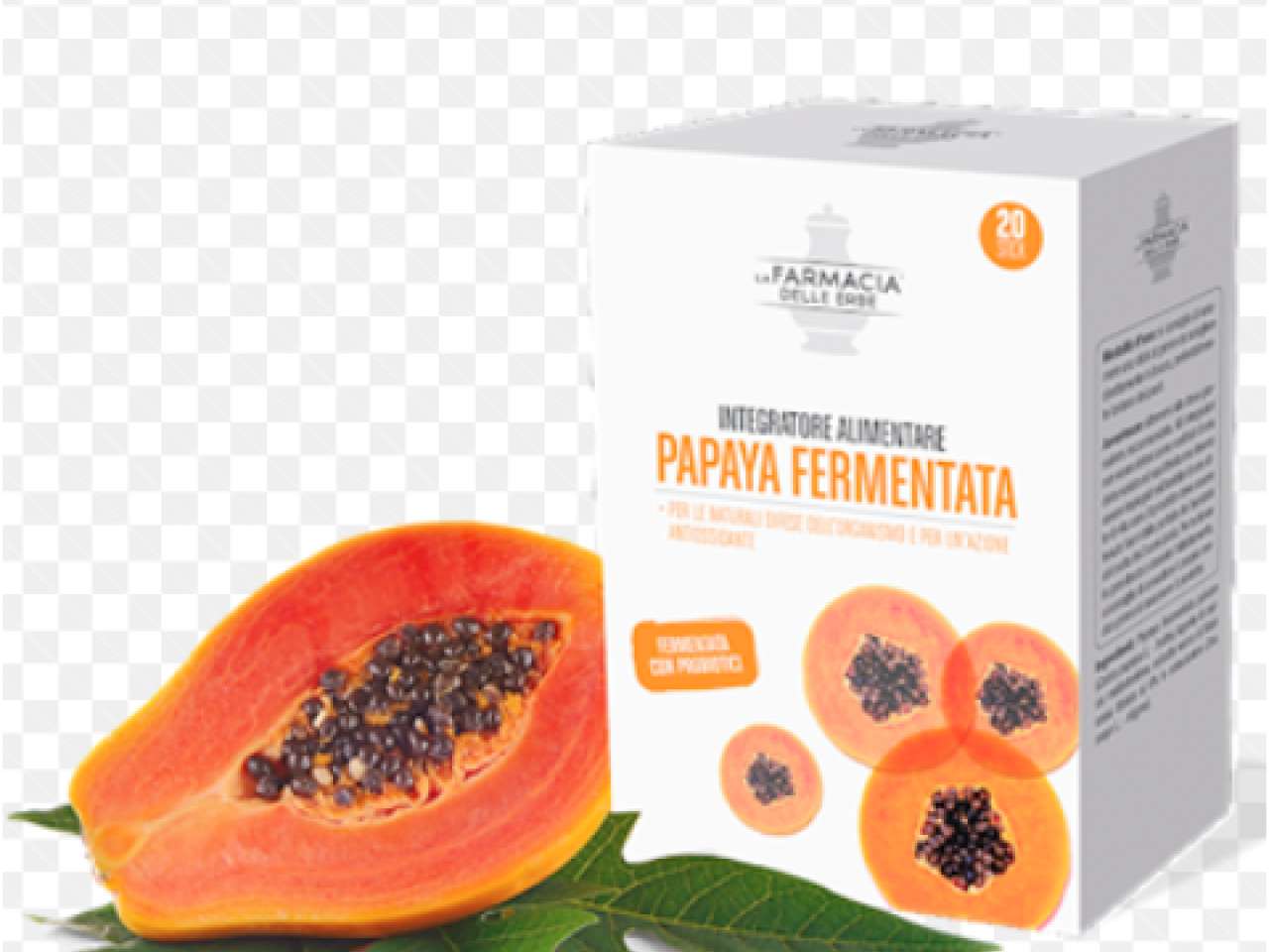 La Farmacia delle Erbe Fermented Papaya was fermented with a selected mix of 3 different probiotic ferments, to which a precious prebiotic fiber was added