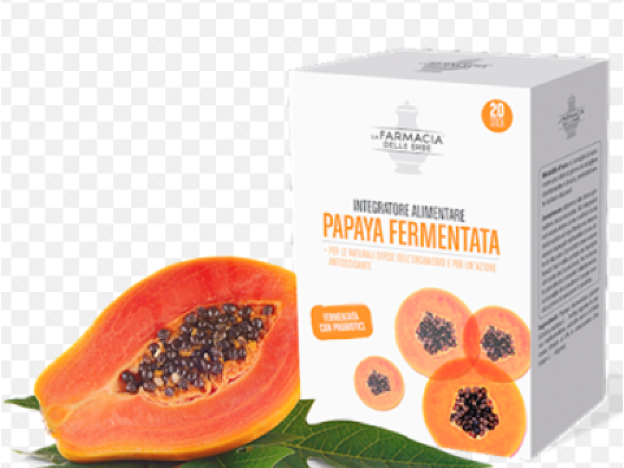 La Farmacia delle Erbe Fermented Papaya was fermented with a selected mix of 3 different probiotic ferments, to which a precious prebiotic fiber was added La Farmacia delle Erbe Fermented Papaya was fermented with a selected mix of 3 different probiotic ferments, to which a precious prebiotic fiber was added