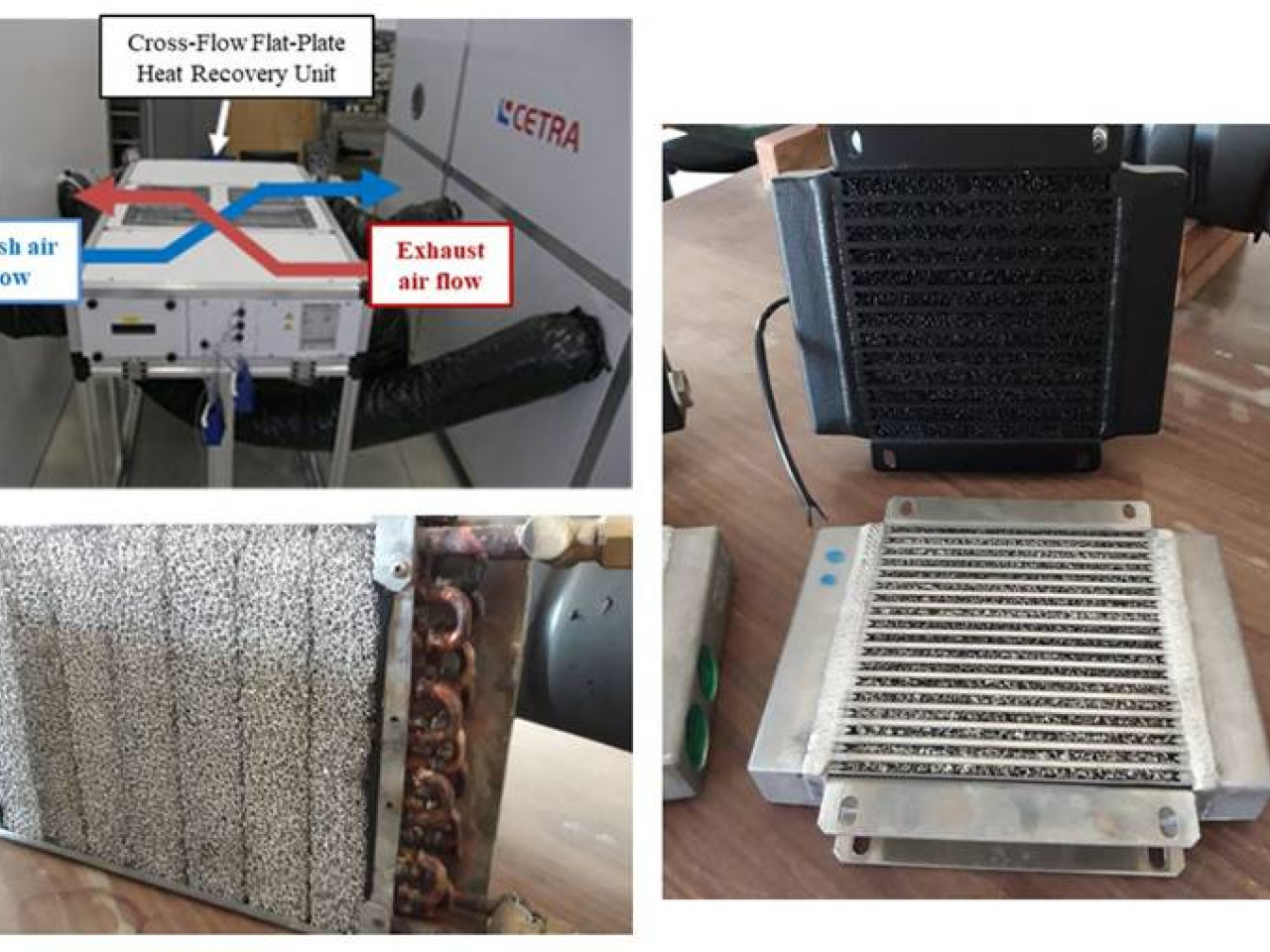 a) Recuperatore aria-aria b) dissipatore per oleodinamica c) batteria per ventilconvettore HVAC